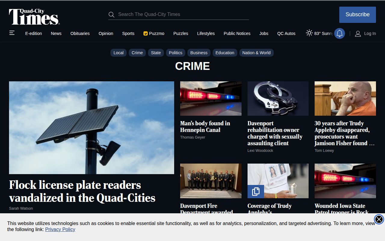 Quad-City Times Crime and Courts news section for the Scott County area